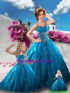 Affordable Teal Blue Princesita Dress with Appliques and Ruffles
