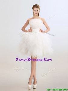 Artistic Beaded and Ruffles Wedding Dresses with Knee Length