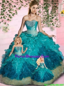 Cheap Strapless Blue Princesita Dresses with Appliques and Ruffles