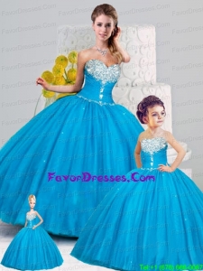 Elegant Sweetheart Aqua Blue 2014 Princesita Dresses with Beading
