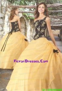 Unique Strapless Yellow Appliques 2014 Princesita Dresses