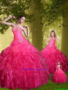 2014 Fashionable Hot Pink Princesita Dresses with Beading and Ruffles