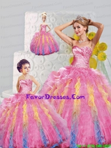 Fashionable Sweetheart Appliques and Ruffles Multi Color Dresses for Princesita