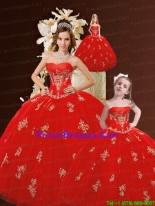 Newest Sweetheart Appliques Red Dresses for Princesita