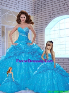 Popular Sweetheart Beading and Pick Ups Blue Dresses for Princesita