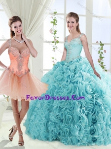 Gorgeous Beaded Straps Sweet 16 Dresses with See Through Back