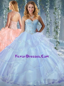 Luxurious Beaded and Ruffled Layers Exquisite Quinceanera Gown with Detachable Straps