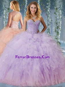New Style Beaded and Ruffled Quinceanera Dress with Detachable Straps