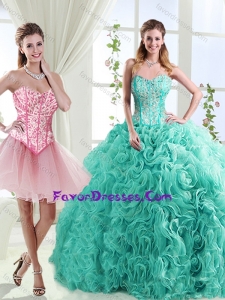 Popular Boning Rolling Flowers Detachable Quinceanera Dresses with Beading