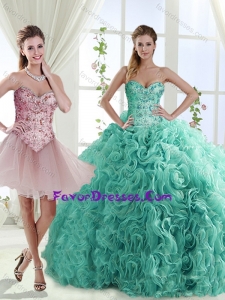 Popular Rolling Flowers Really Puffy Detachable Quinceanera Dresses with Beading