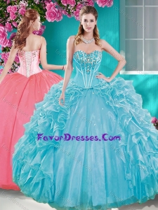 Beaded Bodice Aqua Blue Quinceanera Dresses with Removable Skirt