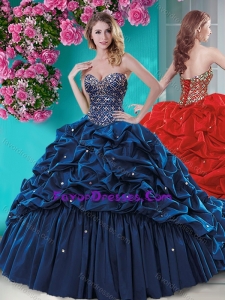Fashionable Beaded and Ruffled Quinceanera Gowns with Brush Train
