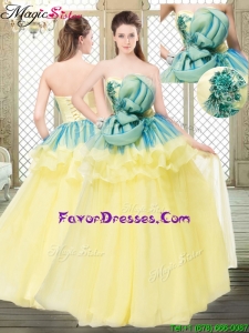 2016 Perfect A Line Strapless Prom Dresses with Bowknot and Ruffles