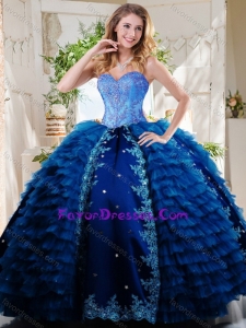 Luxurious Beaded and Applique Royal Blue New Style Quinceanera Dress in Taffeta and Tulle