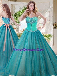 Popular A Line Brush Train Quinceanera Gown with Beading and Sash