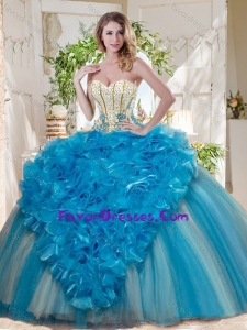 Visible Boning Really Puffy New Style Quinceanera Dress with Ruffles and Beading