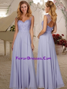 Beautifu See Through Beaded Lavender Bridesmaid Dress in Chiffon