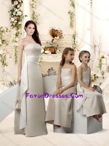 Simple Empire Lvory Bridesmaid Dresses with Sashes