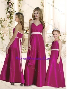 Luxurious Halter Top Sashes Bridesmaid Dress in Hot Pink