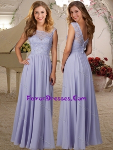 Exquisite Beaded and Laced Lavender Bridesmaid Dress with Backless