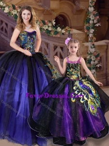 Fashionable Ball Purple Princesita Quinceanera Dresses with Peacock Appliques