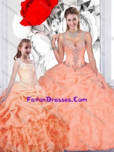 Gorgeous Puffy Skirt Organza Matching Sister Dresses with Ruffles and Beading