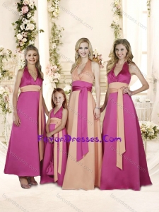 Sexy DeepV Neck A Line Bridesmaid Dress with Sashes