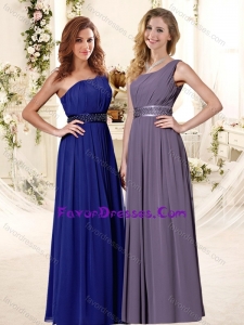 Beaded Decorate Waist Empire Bridesmaid Dress with One Shoulder