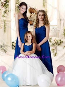Elegant Ruched Empire Bridesmaid Dress with Dark blue
