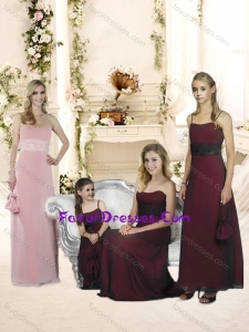 Popular Baby Pink Empire Bridesmaid Dress with Belt