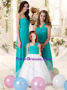 Romantic Turquoise Chiffon Bridesmaid Dress with Floor Length