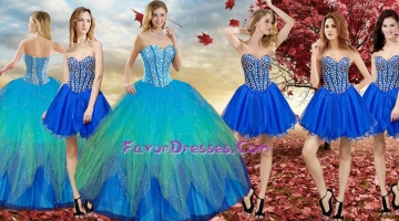 Wonderfu Rainbow Quinceanera Dress and New Arrivals Blue Dama Dress with Beading