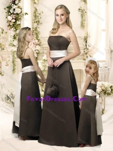 Popular A Line Brown Bridesmaid Dress with Ribbons