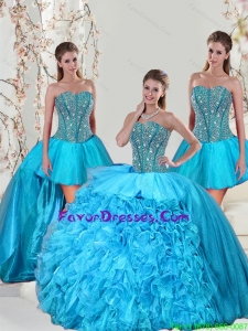 Detachable Aqua Blue Quinceanera Dress Skirts with Beading and Ruffles for 2015