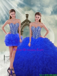 Detachable Royal Blue Quinceanera Dress Skirts with Beading and Ruffles for 2015 Spring
