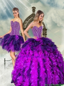Detachable and Gorgeous Multi Color Sweet 16 Dresses with Beading and Ruffles for 2015