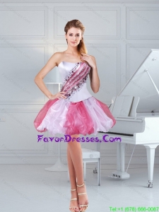 Perfect Multi Color Ruffled Strapless Prom Gown with Beading