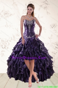 2015 Exclusive Purple High Low Prom Dresses for Spring