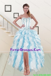 2015 Most Popular Sweetheart Prom Gown with Appliques and Ruffles
