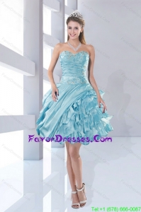 Pretty Sweetheart Beaded 2015 Prom Dresses in Aqua Blue