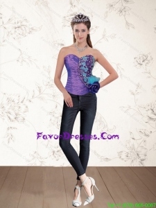 2015 Popular Beaded Multi Color Corset with Hand Made Flower
