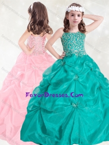 Elegant Straps Really Puffy Little Girl Pageant Dress with Beading and Pick Ups