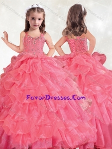 Wonderful Beaded and Ruffled Layers Lovely Girl Pageant Dress in Hot Pink