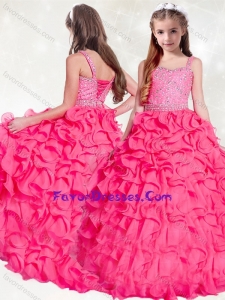 New Arrivals Beaded and Ruffled Lovely Girl Pageant Dress in Hot Pink