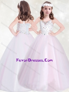 New Style Baby Pink Straps Lovely Girl Pageant Dress with Beading