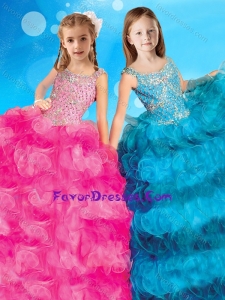Wonderful Straps Two Tone Little Girl Pageant Dress with Beading and Ruffles