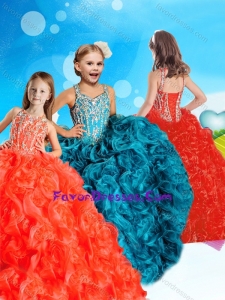Elegant Beaded and Ruffled Red Lovely Girl Pageant Dress with Square