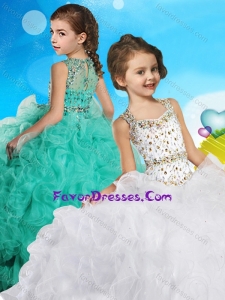 Best Selling Beaded Bodice and Ruffled Lovely Girl Pageant Dress in Organza