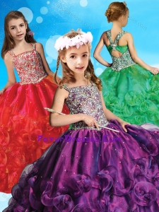 Cheap Criss Cross Organza Lovely Girl Pageant Dress with Beaded Bodice