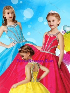 Classical Beaded Decorated Scoop Lovely Girl Pageant Dress in Tulle